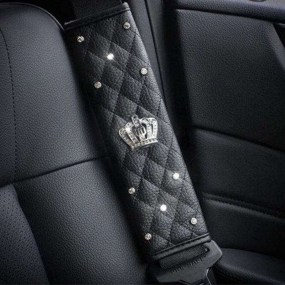4PC Crown Leather Crystal Diamond Rhinestones Car Accessories - Picture 3 of 8